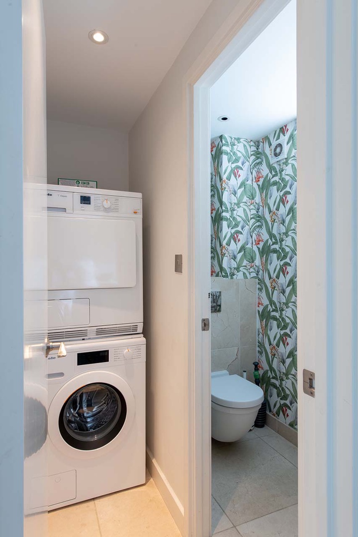 All the conveniences of home with separate washer and dryer.