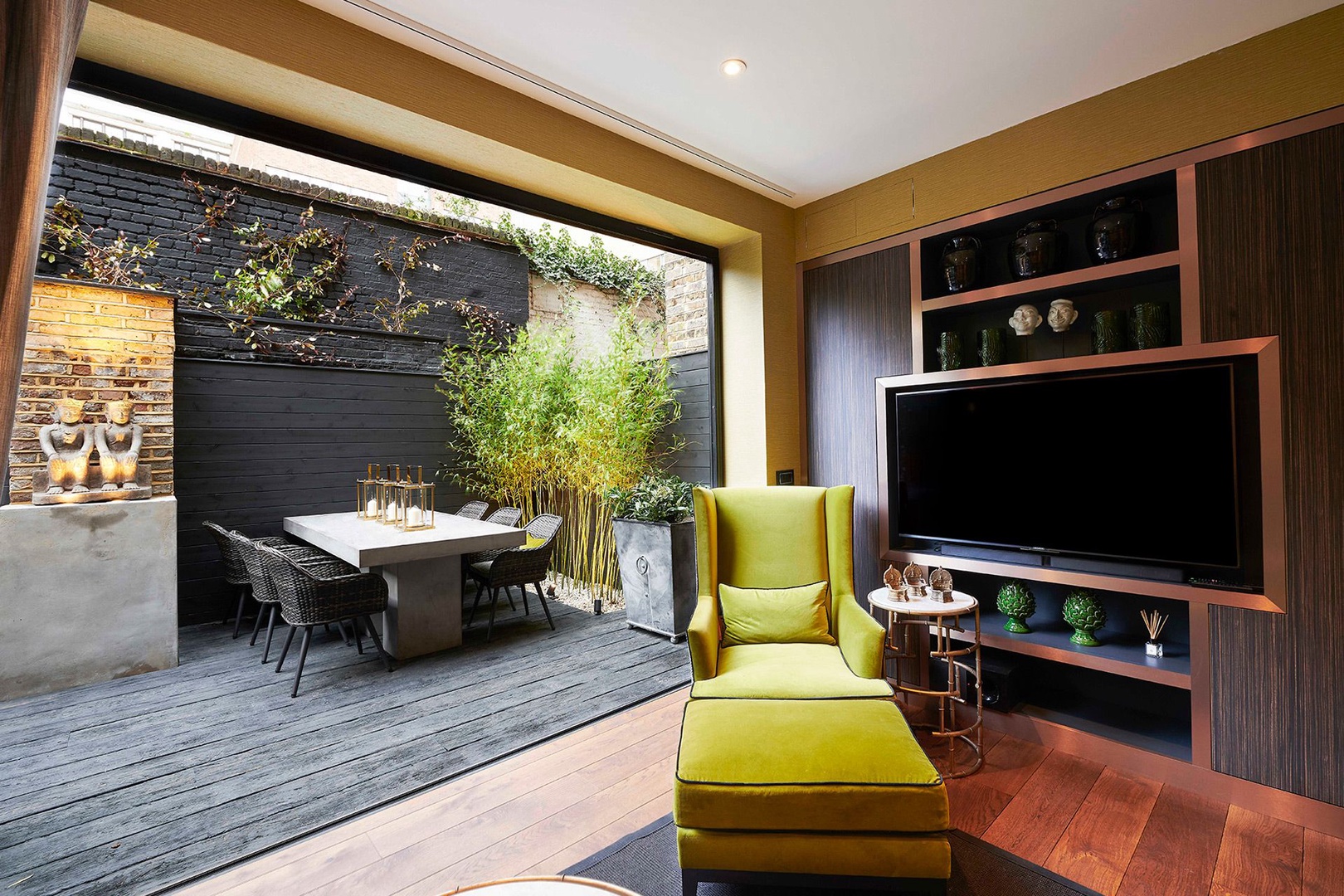 Sumptuous second living room opens onto a private patio