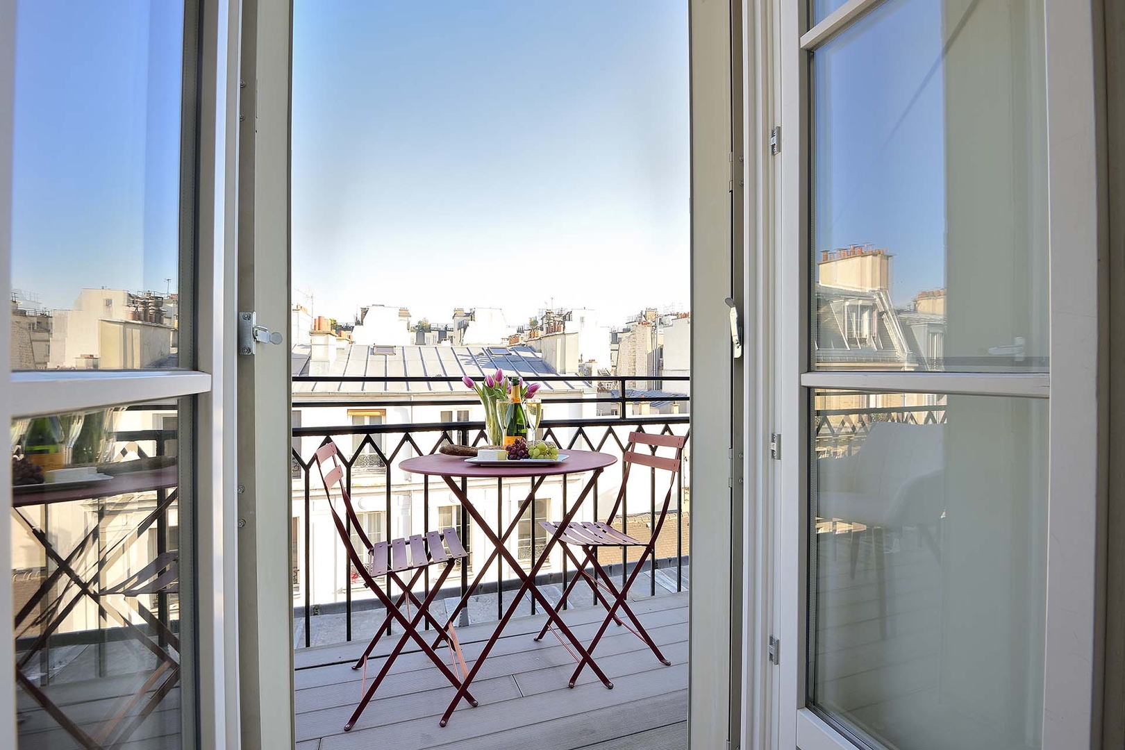 Great view of the rue Cler market street from the balcony.