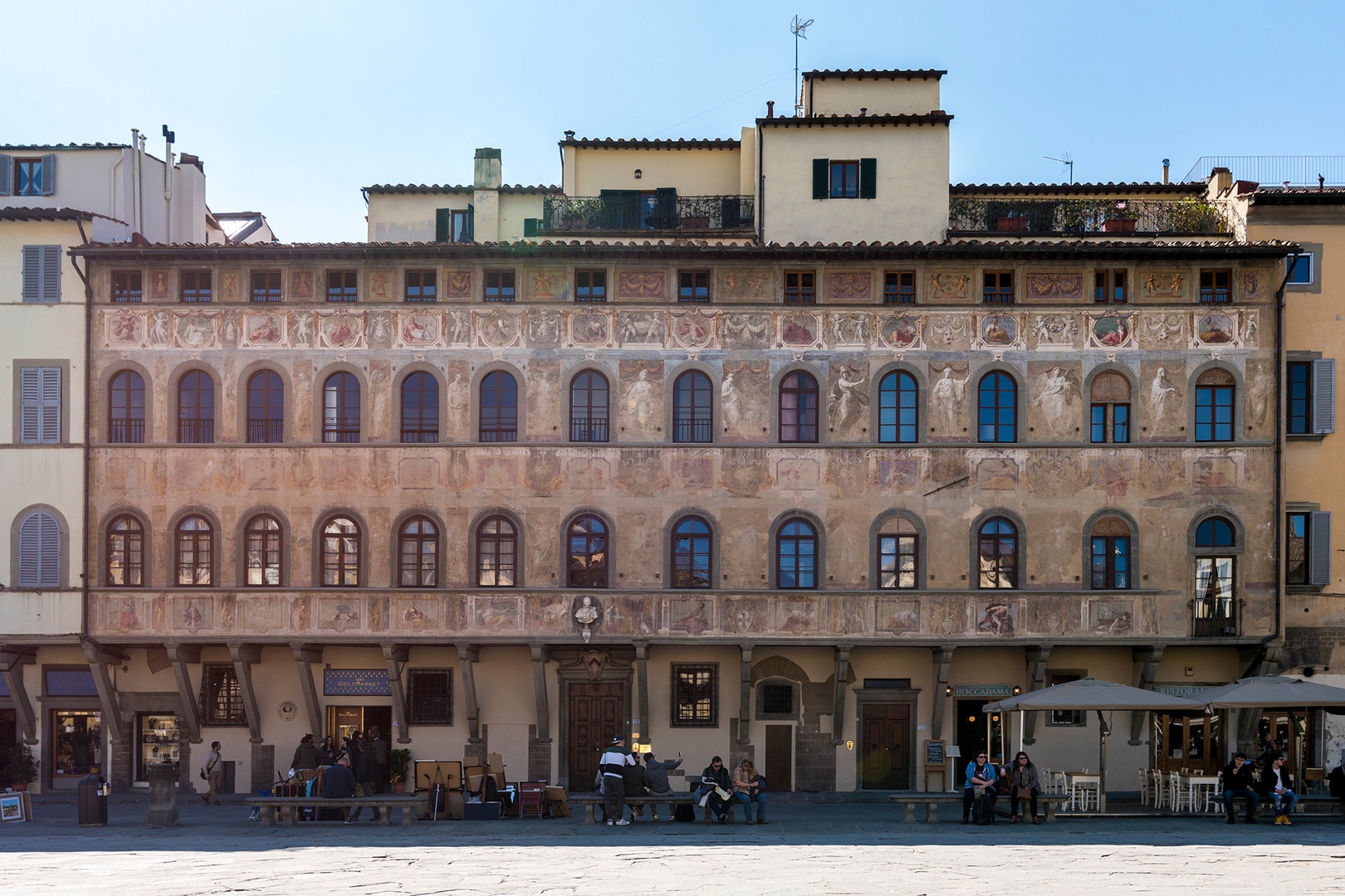 Imagine staying in this historic palace. The exterior is decorated with colorful frescoes from 1620.