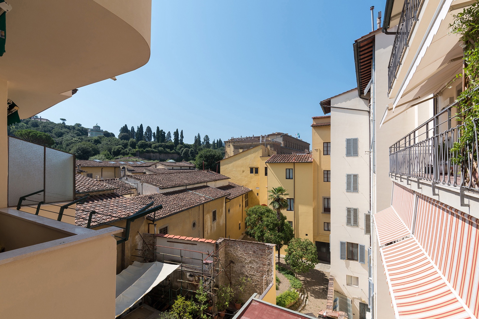 Balcony view of Boboli Gardens & Pitti Palace.