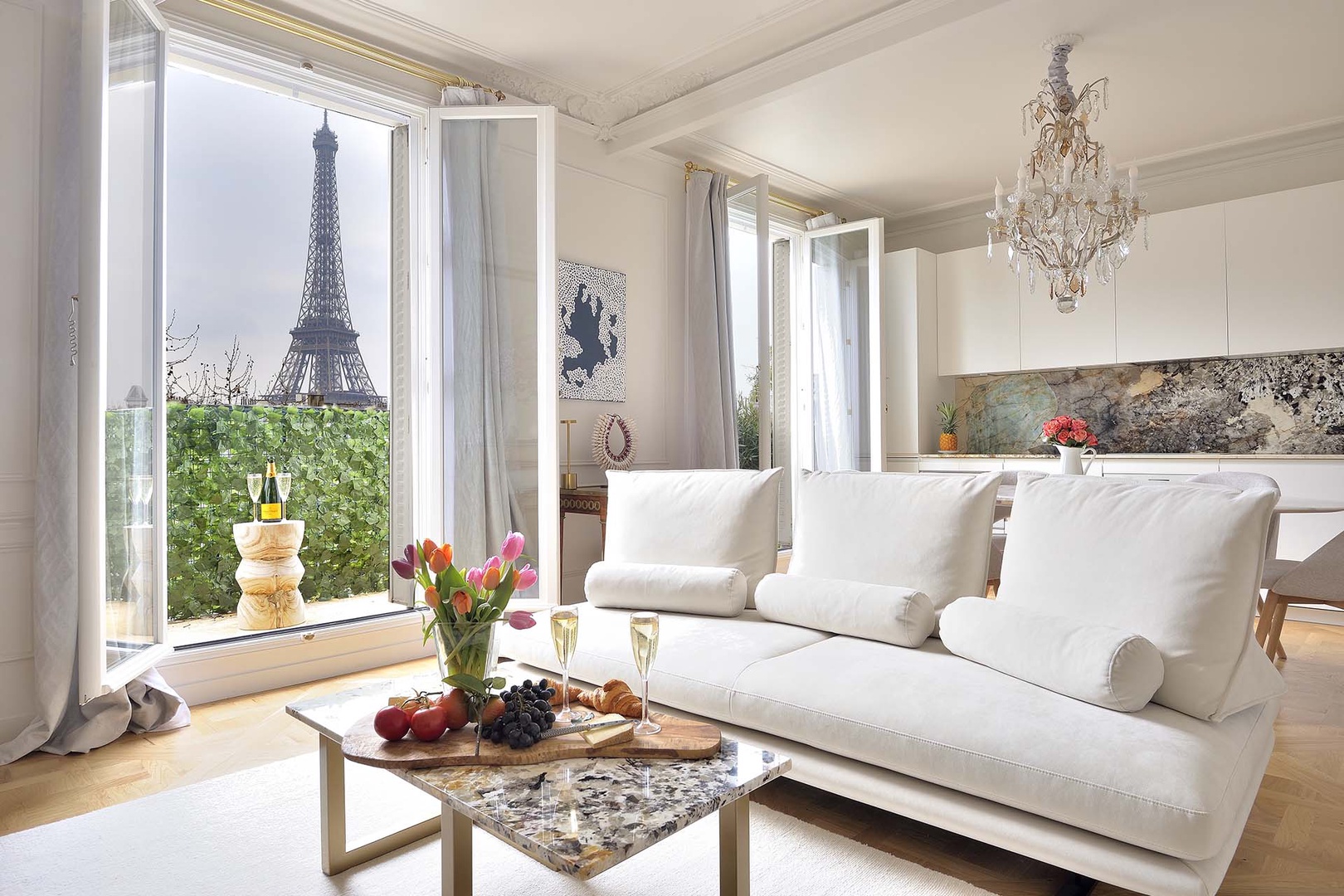 Sit back and take in the unbelievable Eiffel Tower view.