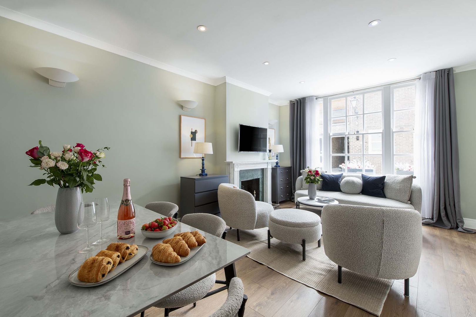 Contemporary style in the open plan living area.