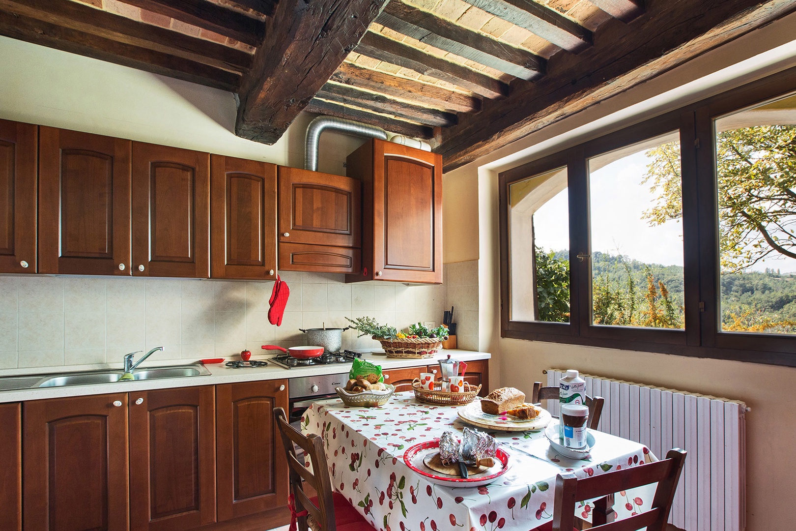 Complete eat-in kitchen with beautiful view.