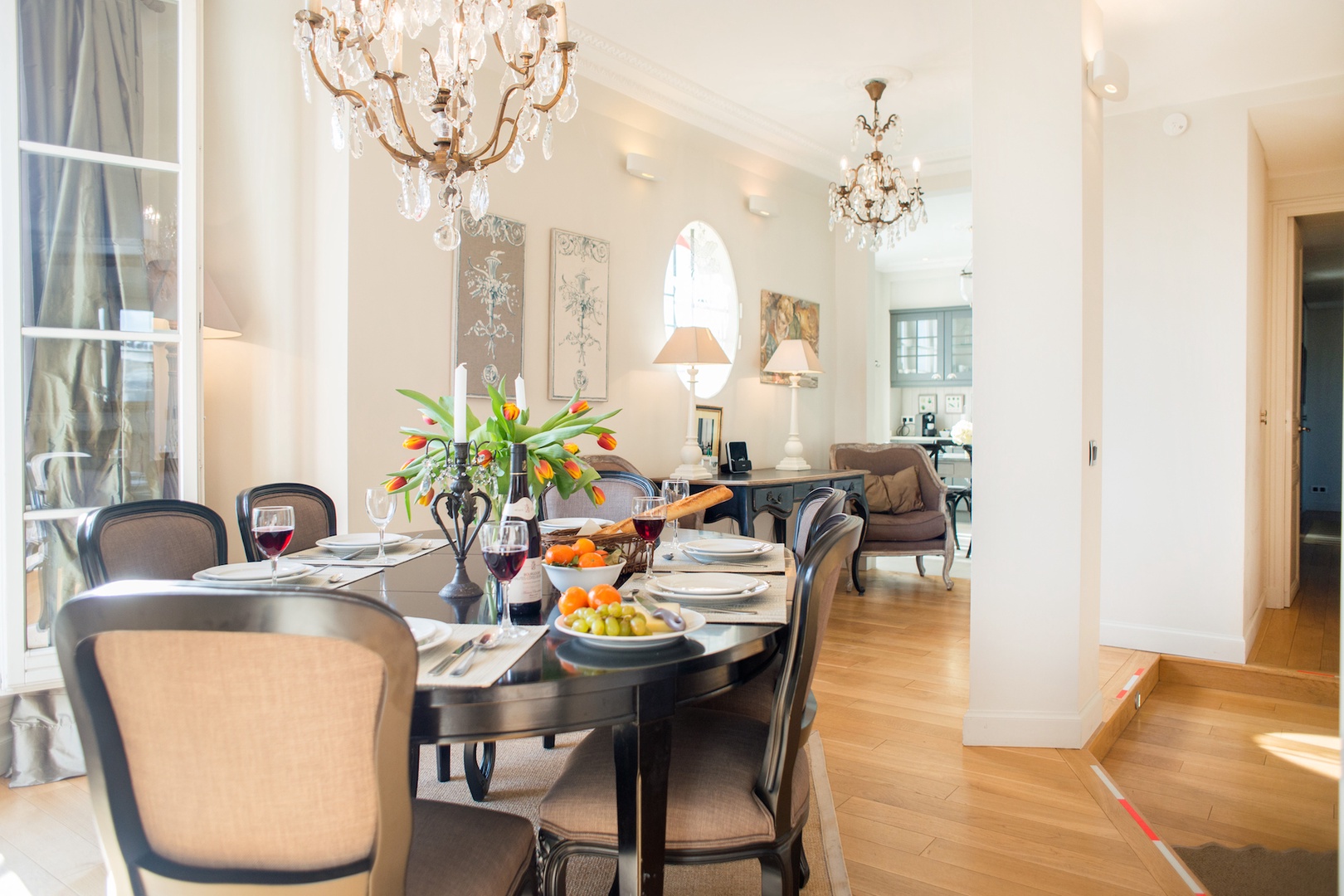 Look out onto the Paris rooftops from the dining table.