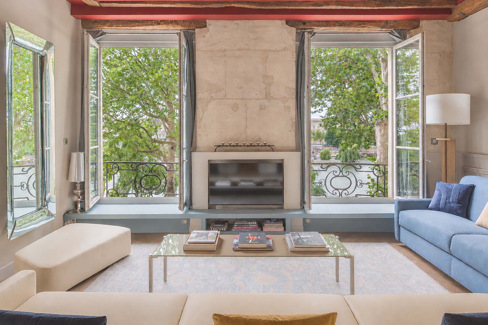Relax in the bright and sunny living room.