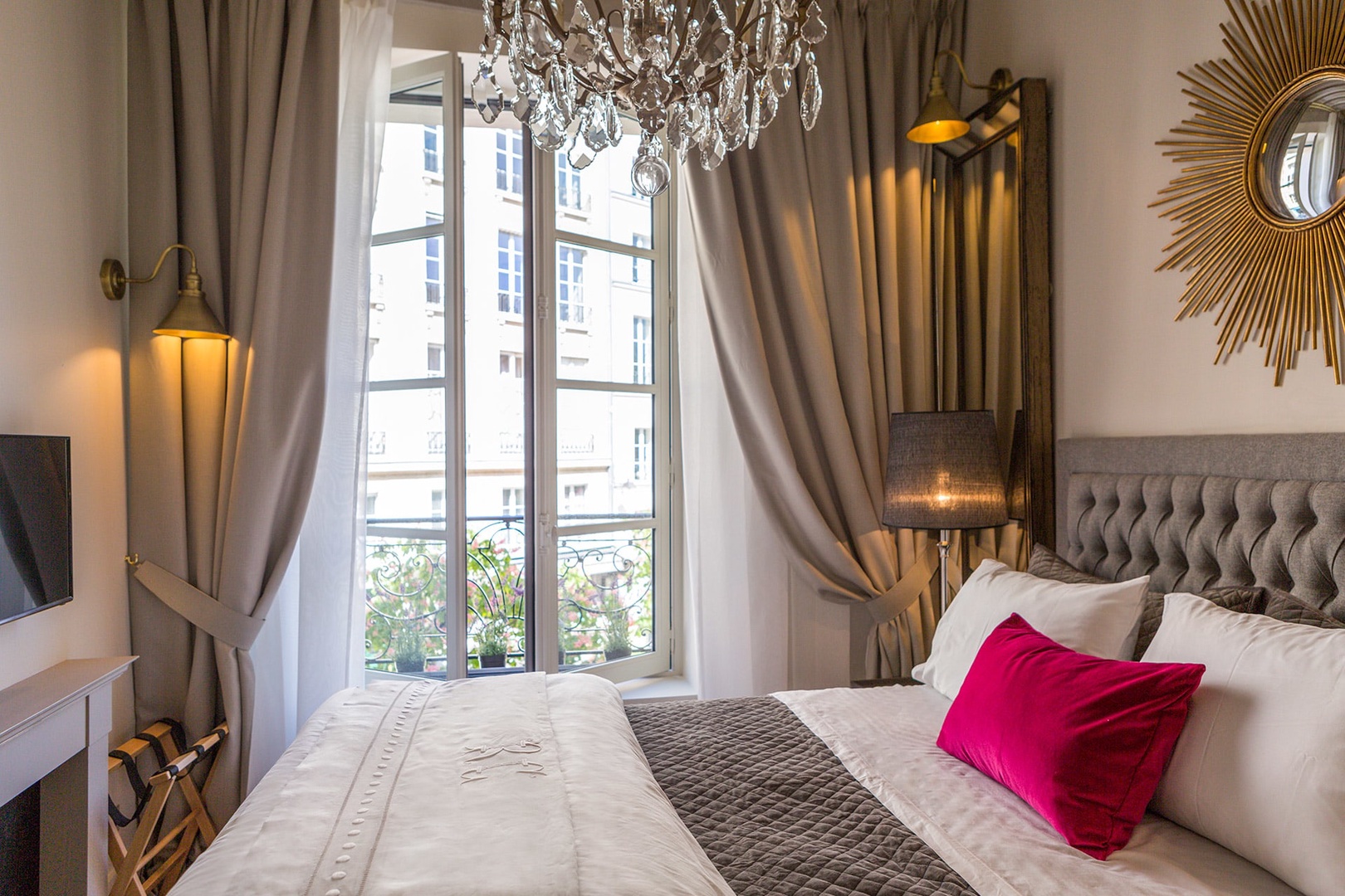 View of the stunning Place Dauphine from the bedroom