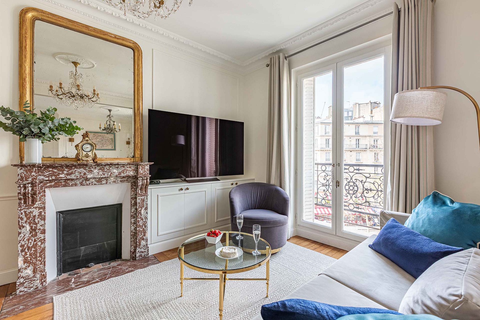 The living area is flooded with sunlight.