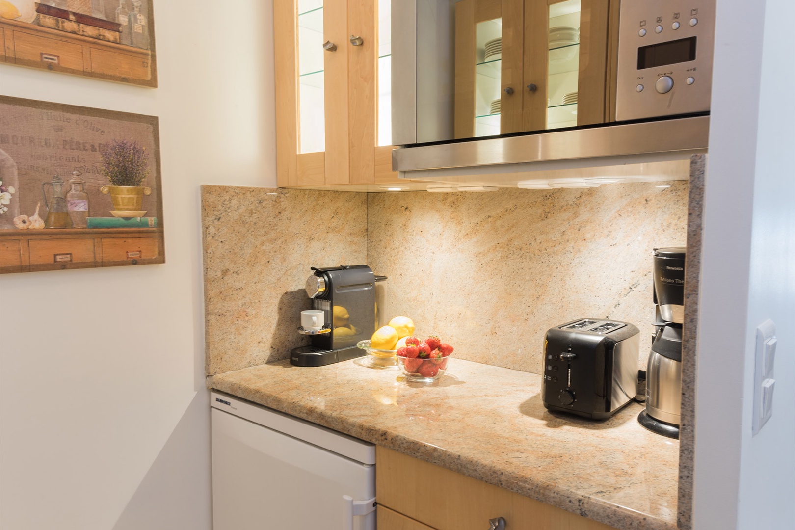 The kitchen is fully equipped, so you can prepare gourmet meals.