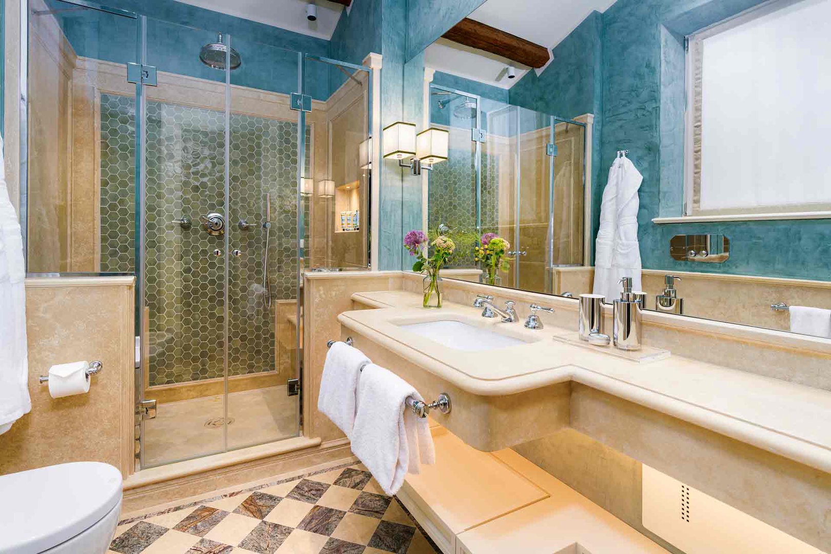 Luxurious bathroom 3 with large shower.
