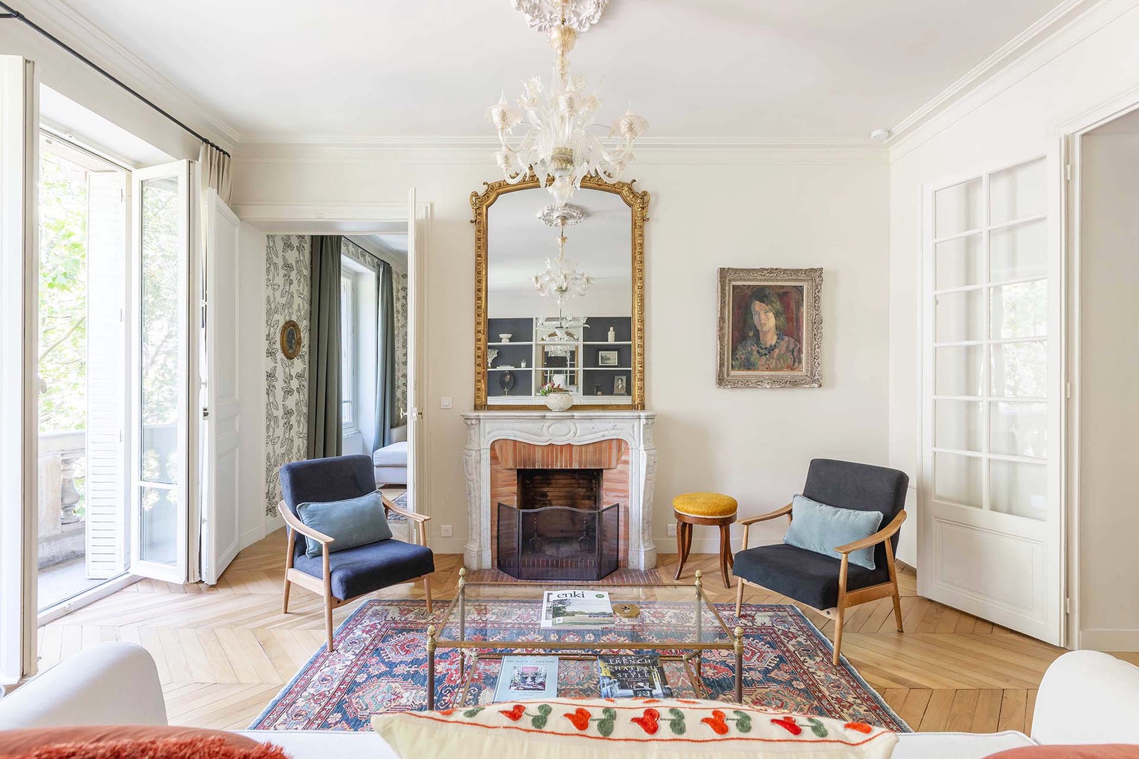 Antique touches elevate the space.