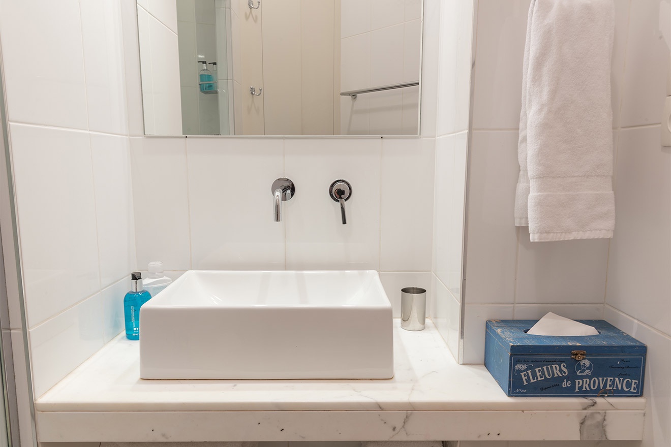 Enjoy the stylish touches and bathroom amenities.