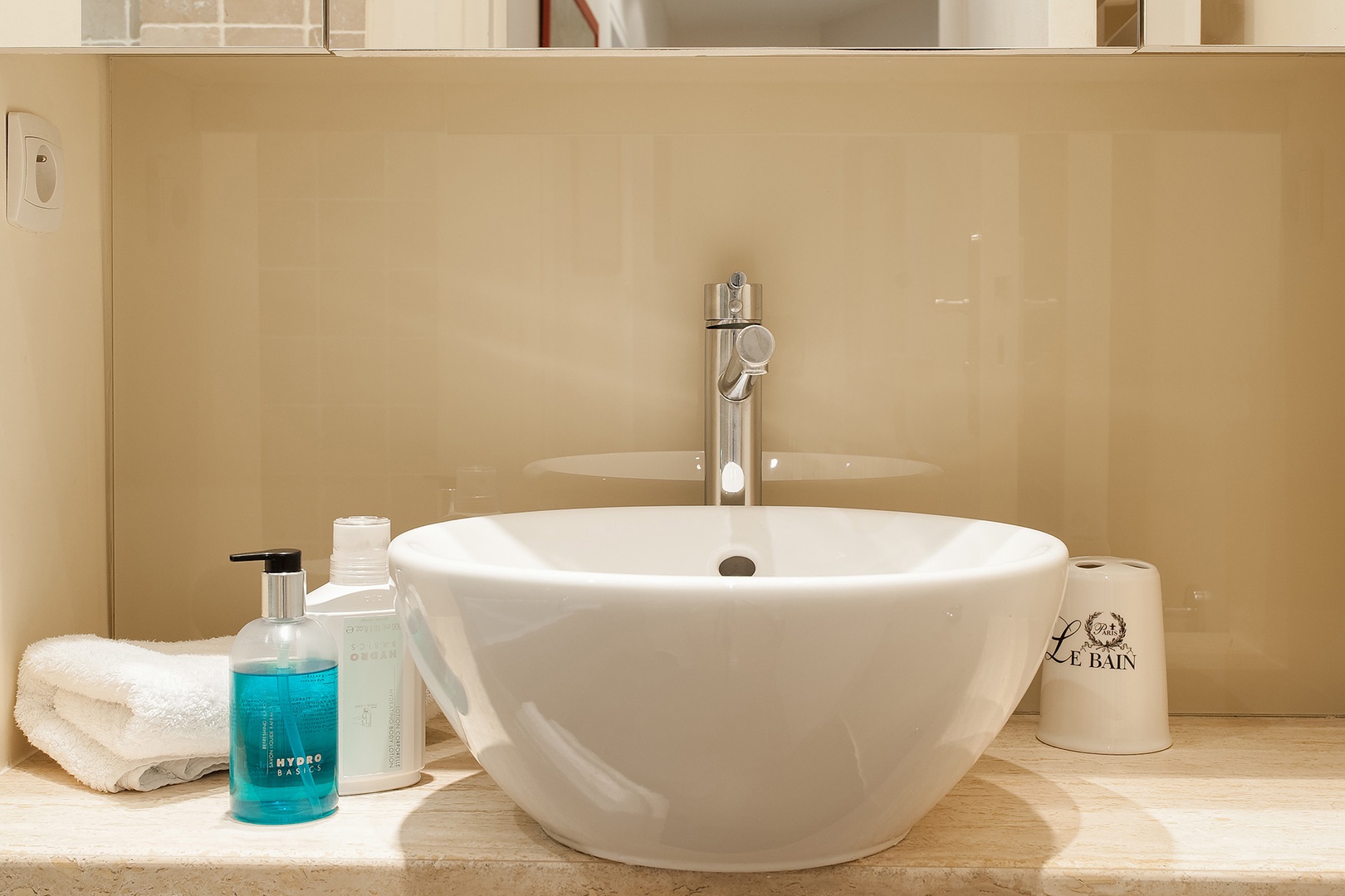 Stylish finishes are found throughout the bathroom.