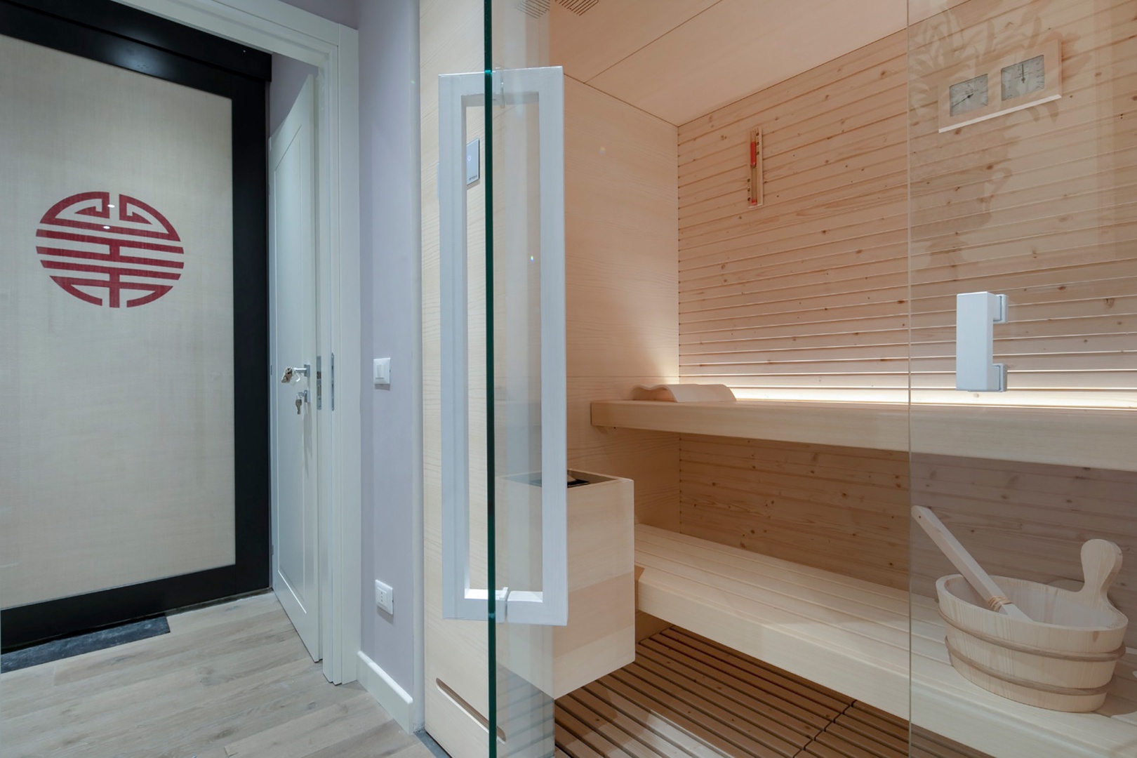 Relax and revitalize in the private sauna.