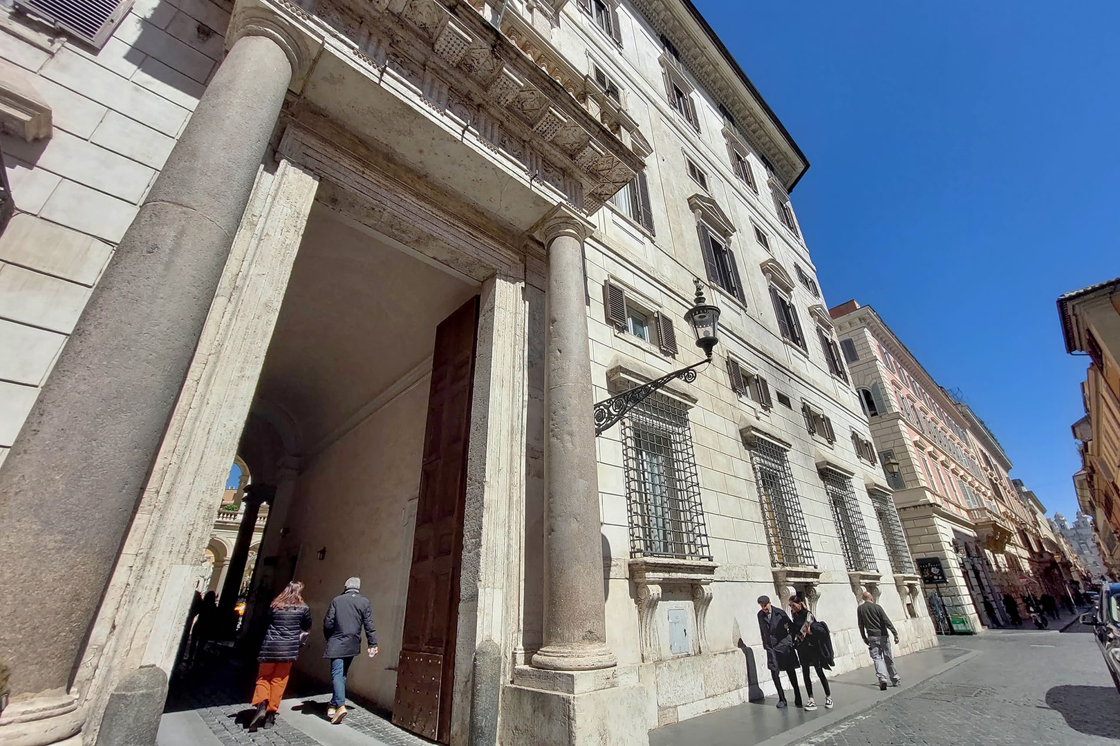 Elegant building entrance for the Palazzo Borghese.