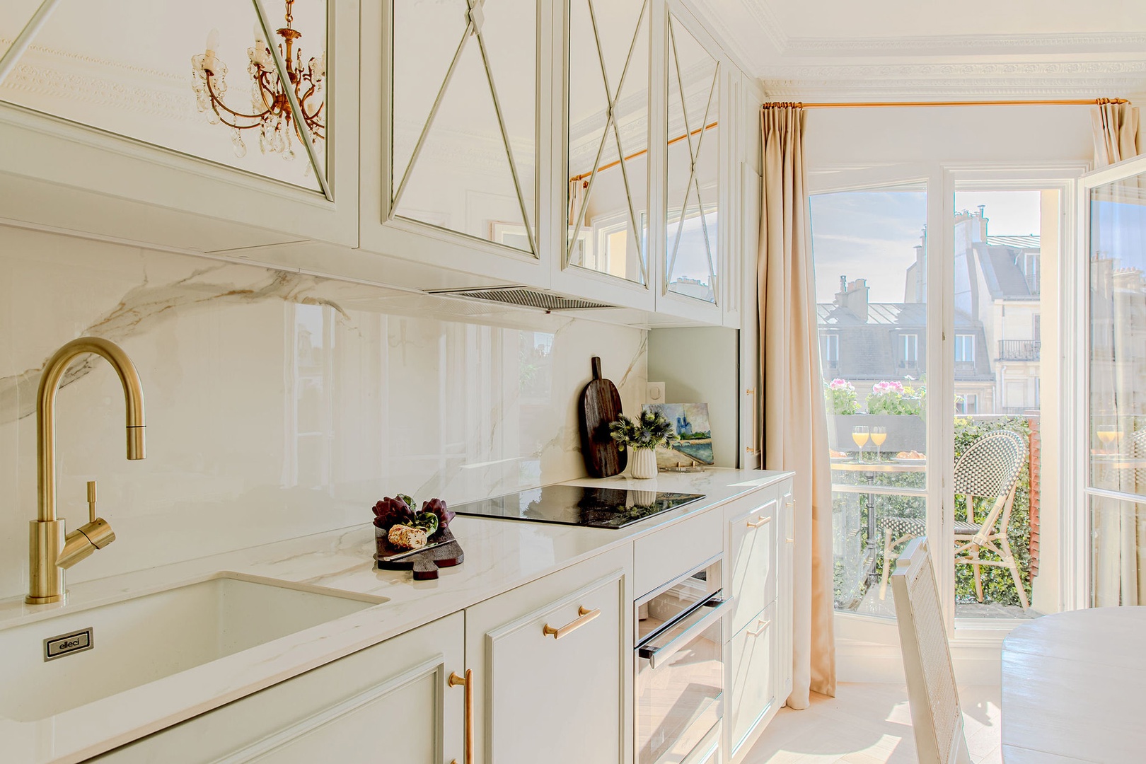 Step out from the kitchen to the balcony.