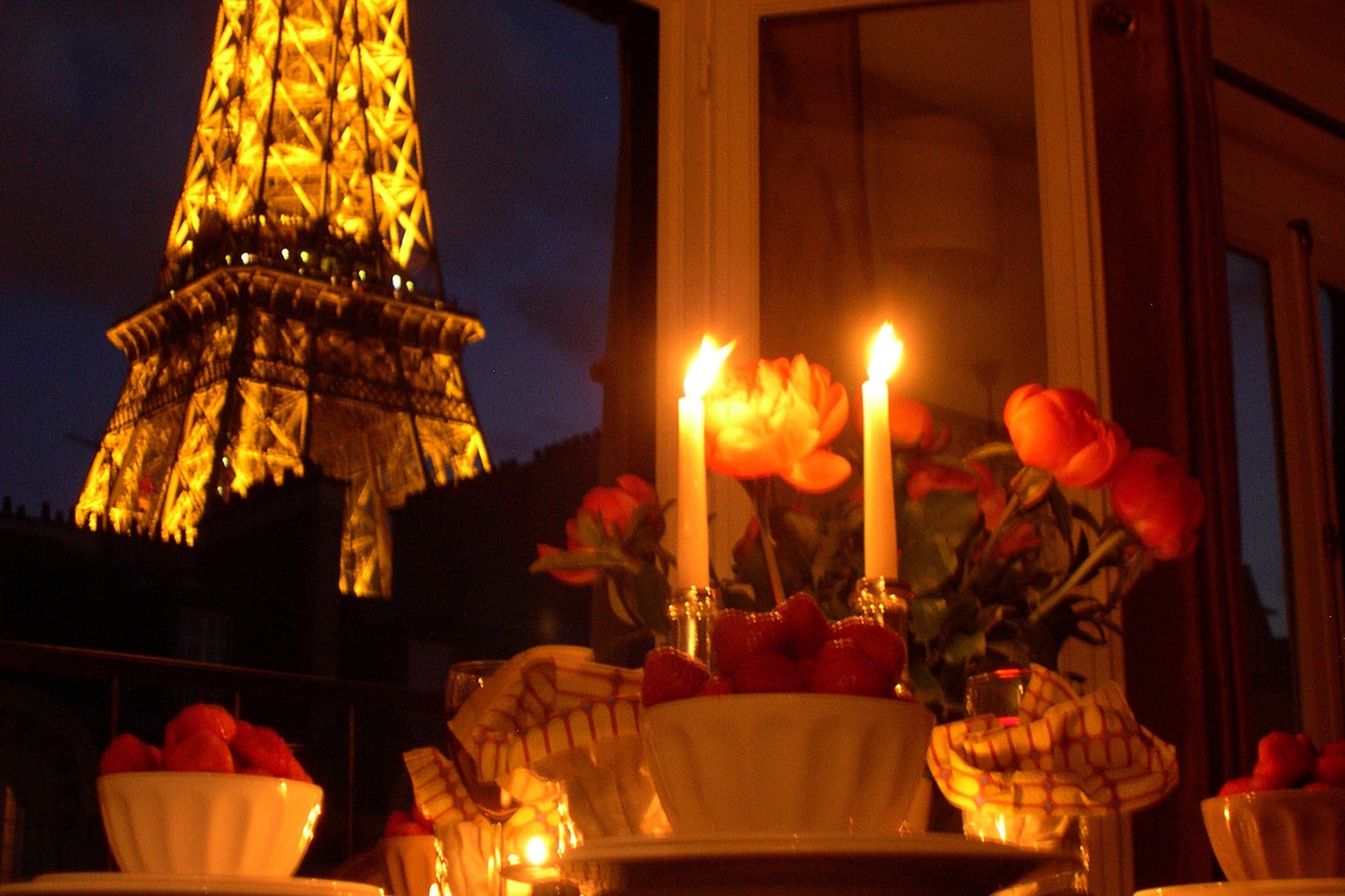 Enjoy a candle-lit dinner at the Chablis with awesome Eiffel Tower views!