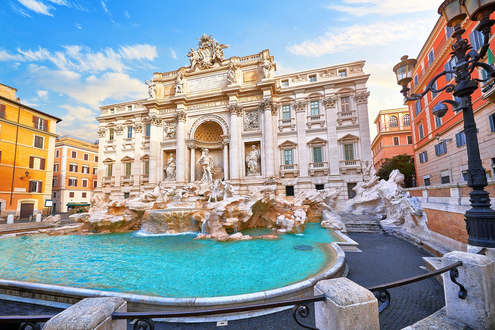 Walk to iconic Rome sights like the Trevi Fountain.