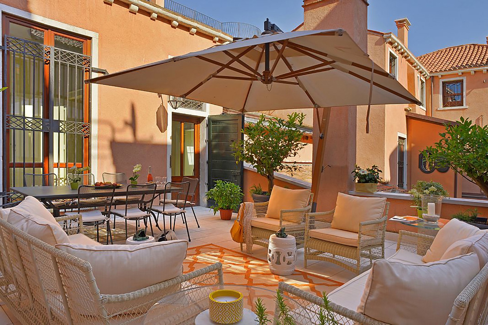 The Zenzero apartment shares this terrace with the other two apartments in the same building.