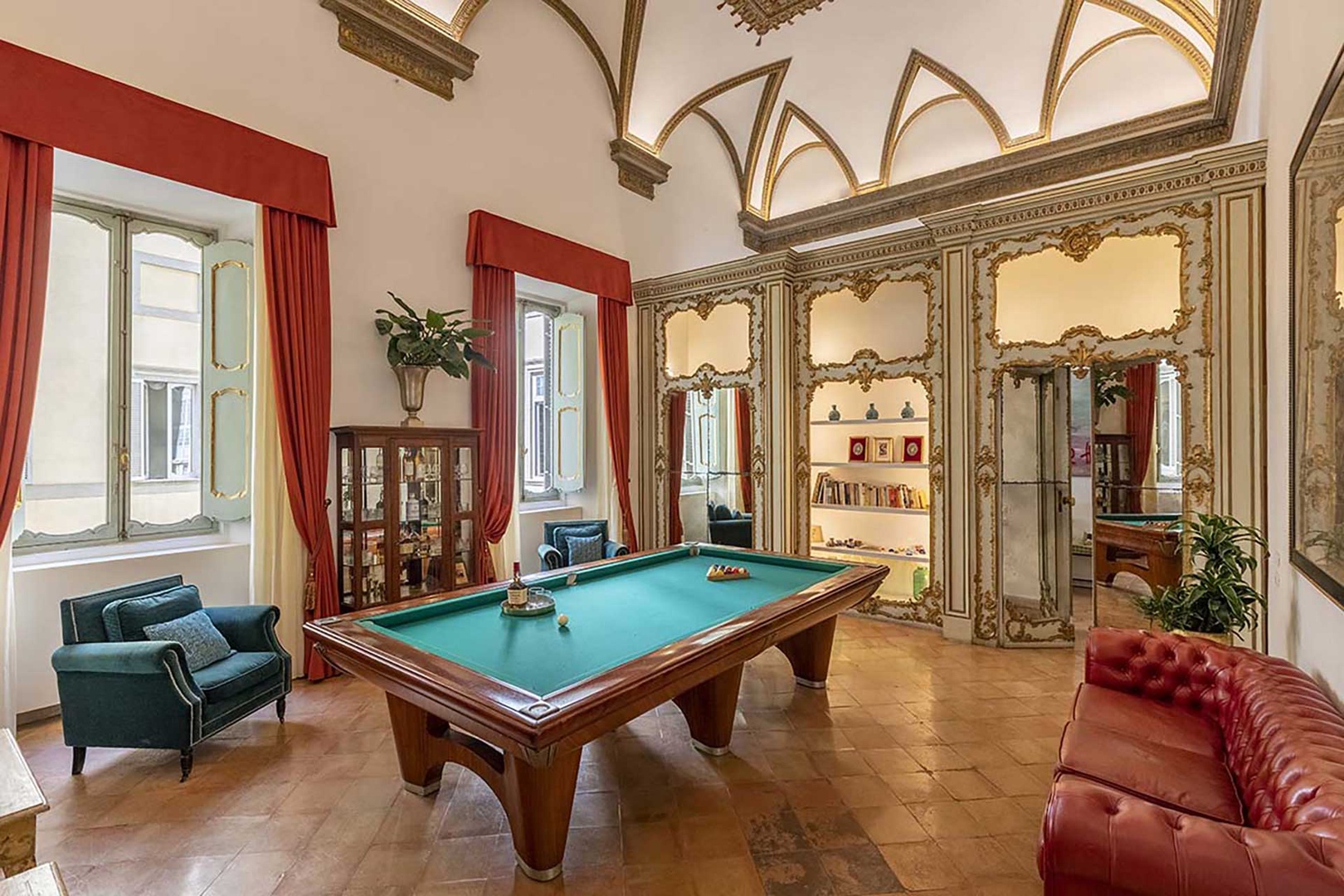 A billiard room adds to the enjoyment of your stay.