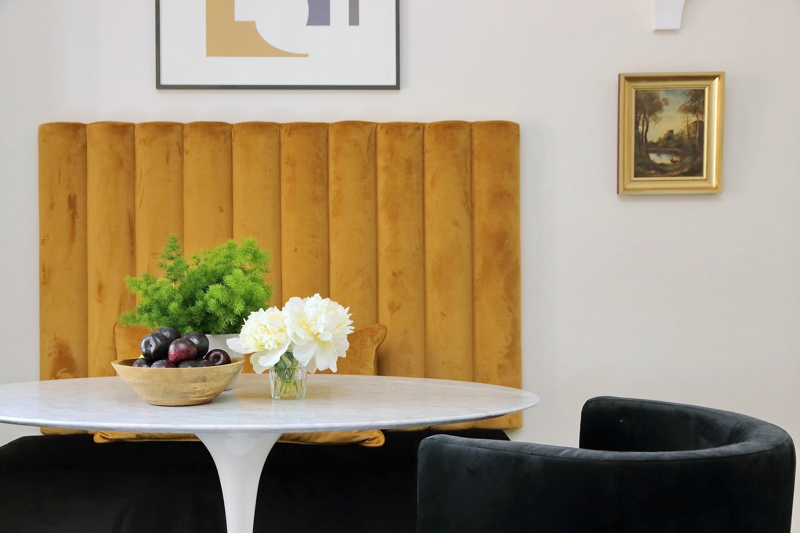 Plush seating in the dining area with this clever bench seat.