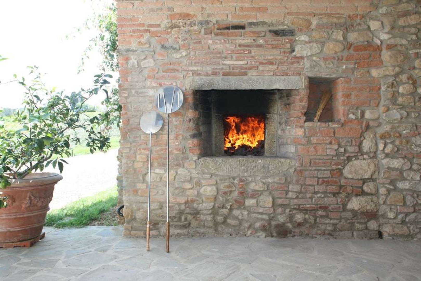 Outdoor pizza oven in the garden.