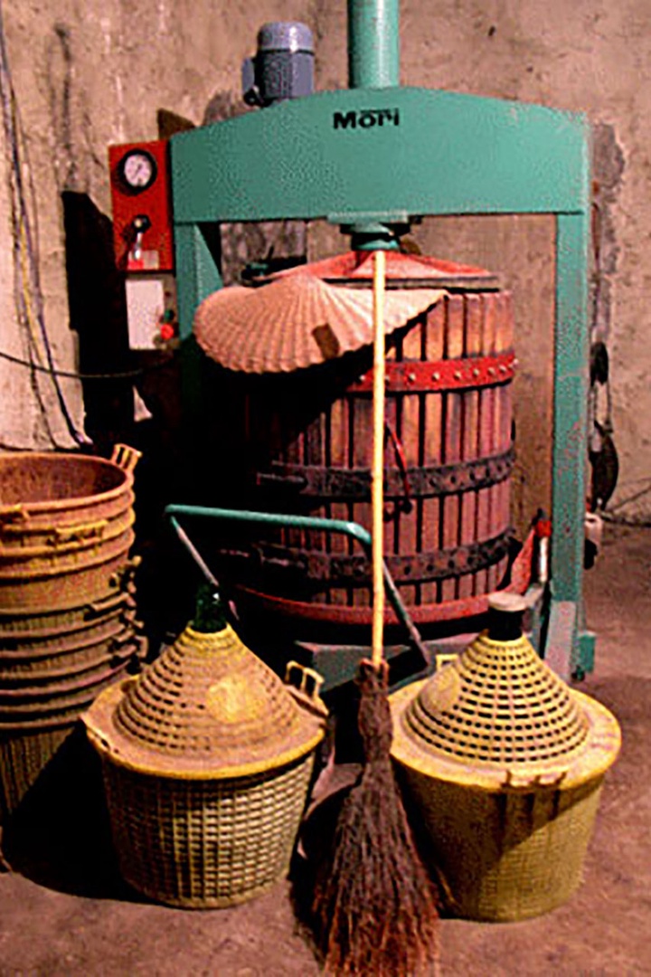Grapes grown onsite are pressed in the cantina of Casa Rossa for Chianti.