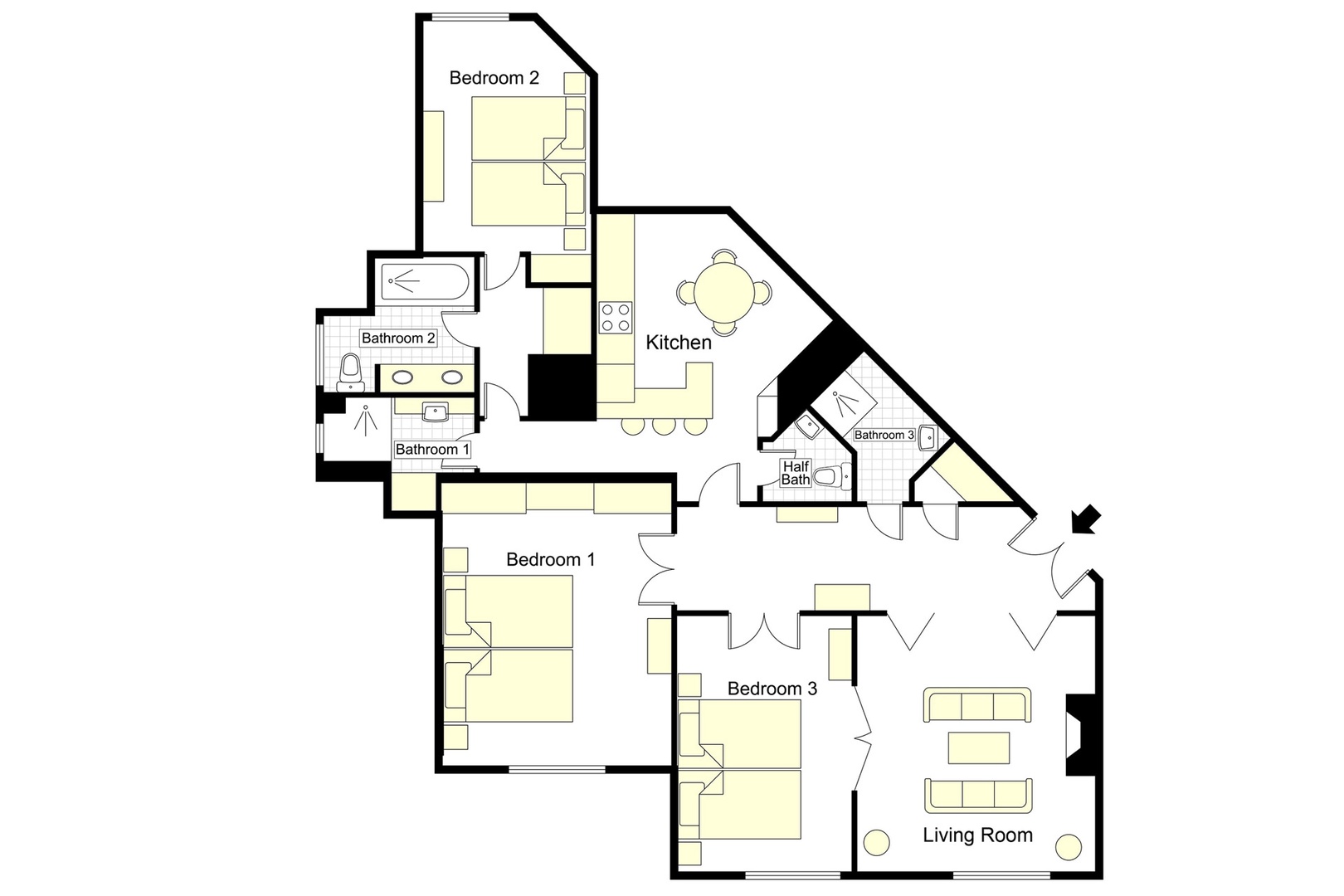 3 bedroom floor plan - Picture of Marriott's Grand Chateau