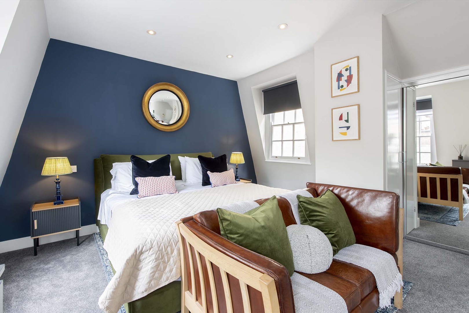 Bedroom 1 is located on the top floor of the home.