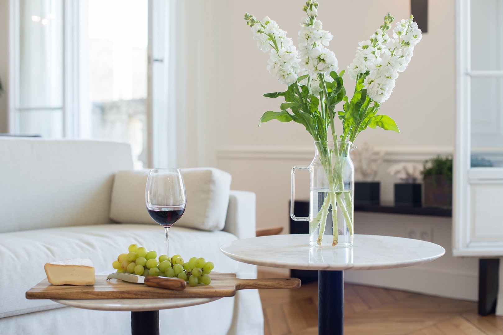 The apartment exudes Parisian elegance and charm.