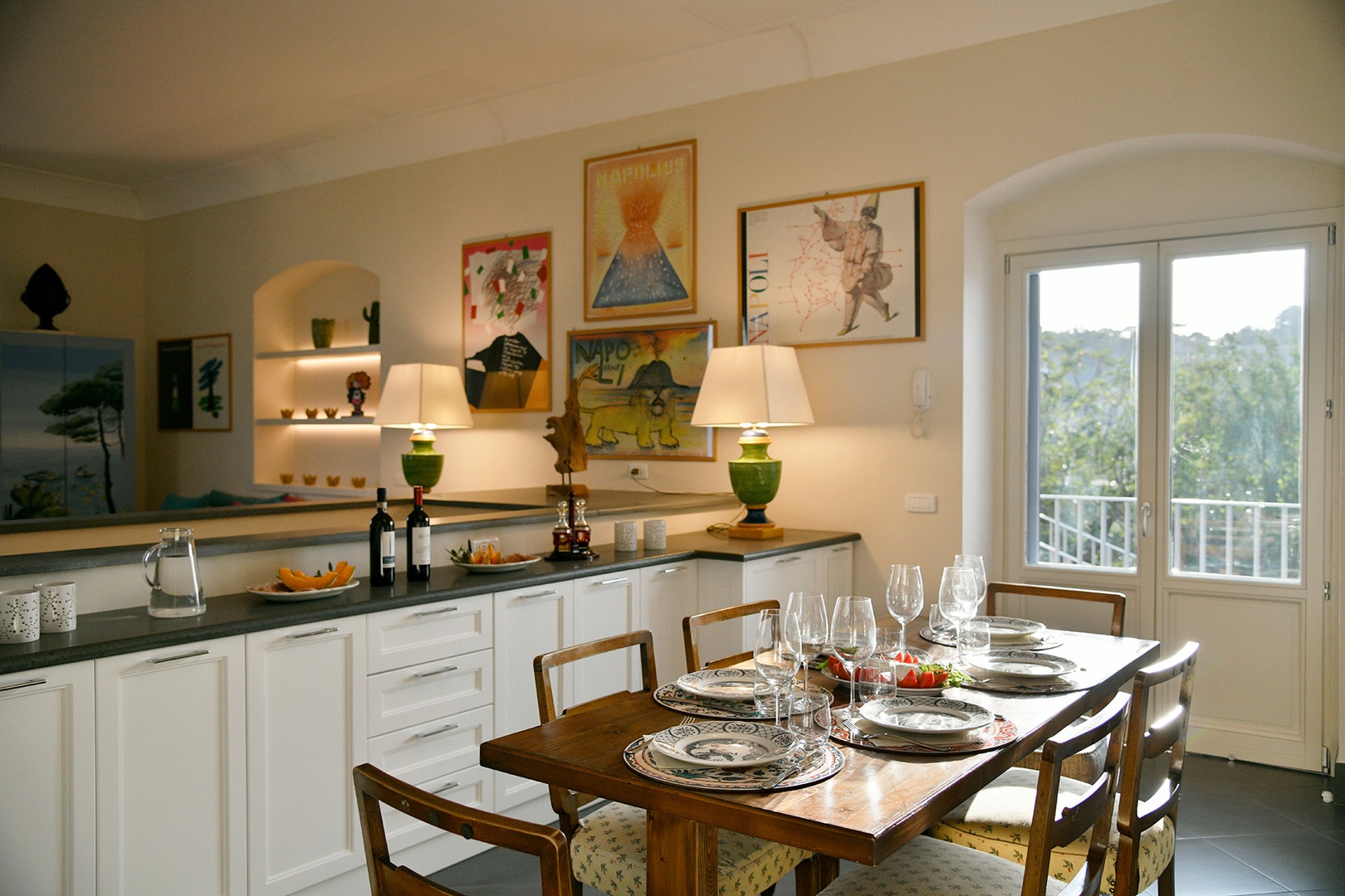 The dining area on the top level.