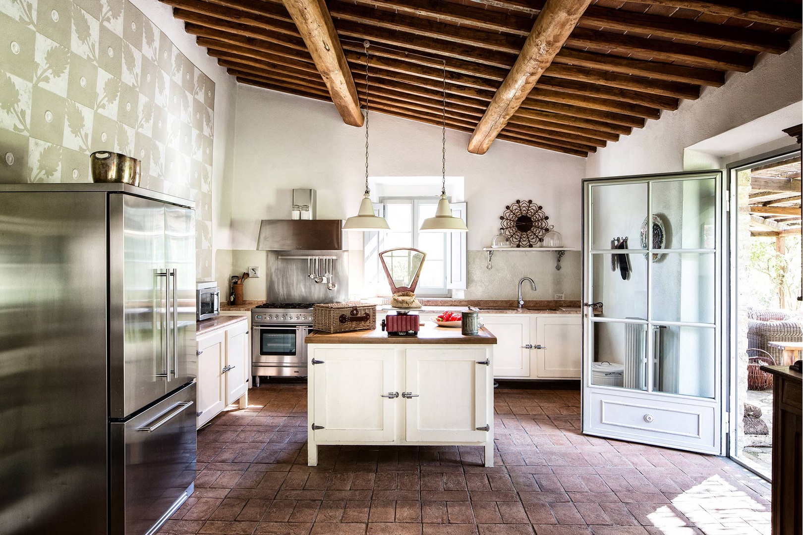 Farm-style kitchen is fully equipped..