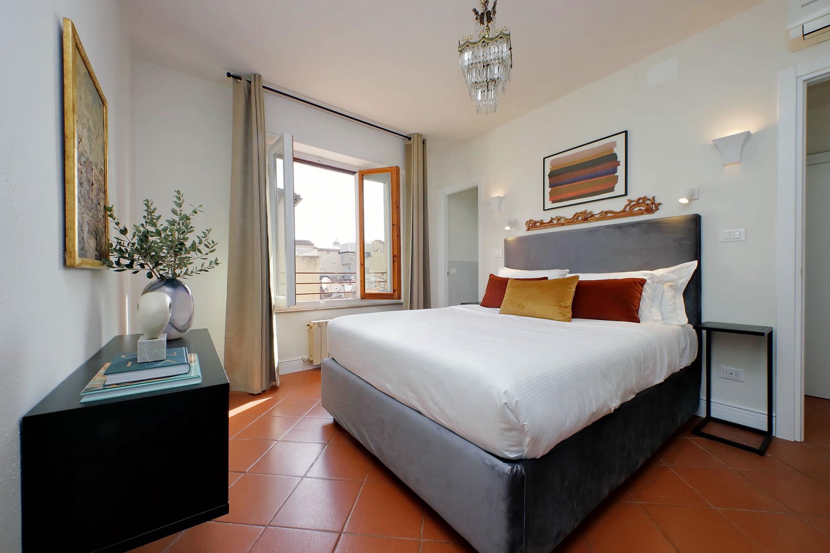 Two finely appointed bedrooms offer views of the city.