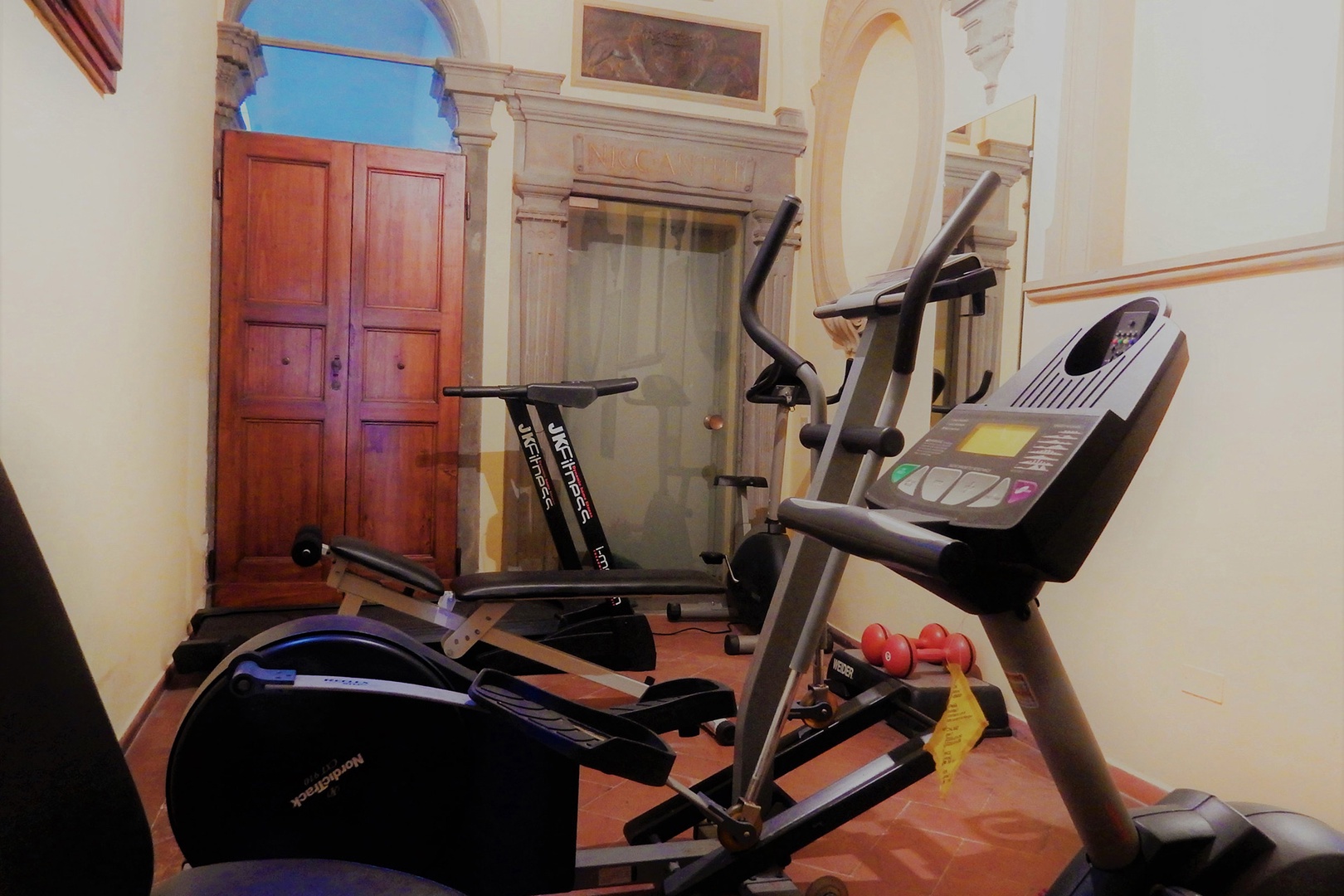 A little gym for the guests in Palazzo Santa Croce.