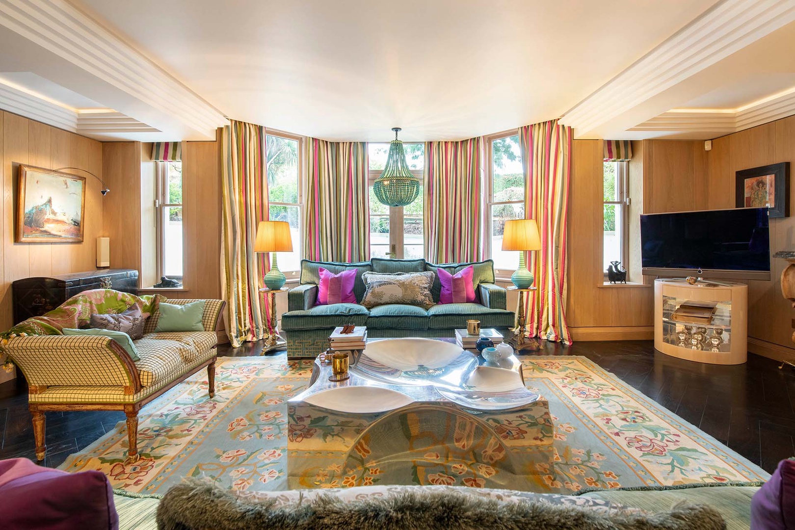 The living room invites conversation and gathering together.