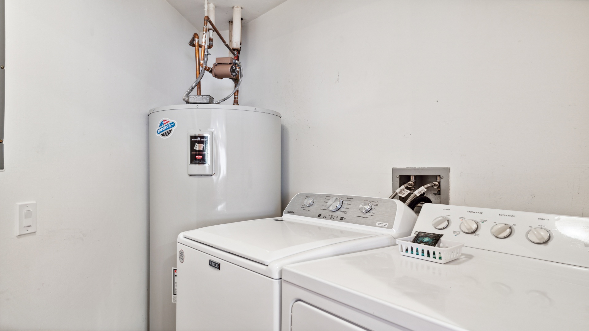 Your private laundry room makes it easy to refresh clothes anytime during your stay, so you can pack light and feel at home.