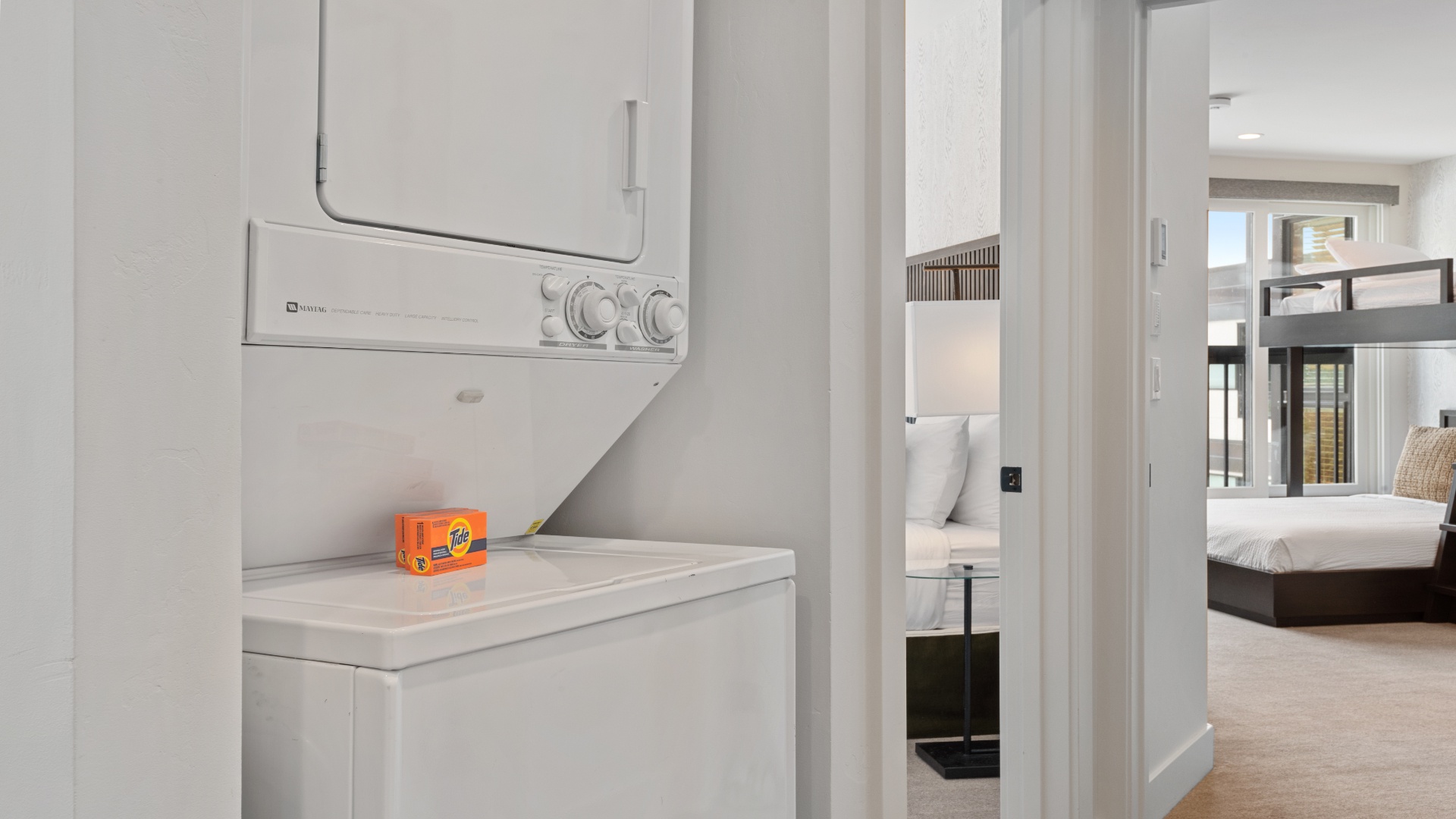 Your very own in-unit washer and dryer makes extended stays effortless, so you can pack light and feel at home.