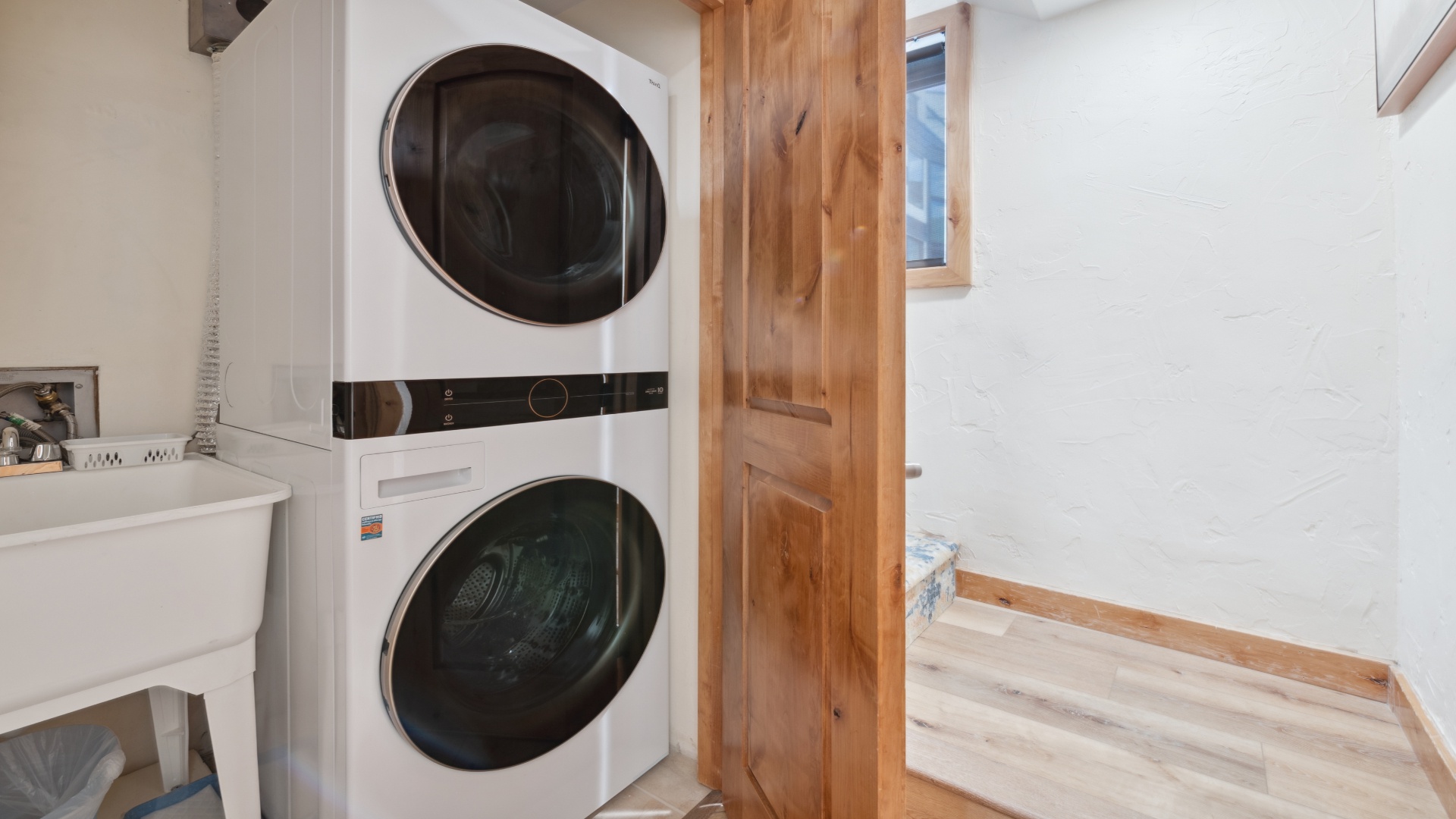 Keep your wardrobe fresh with ease. Your in-home laundry setup includes a full-size washer and dryer, making longer stays comfortable and hassle-free.