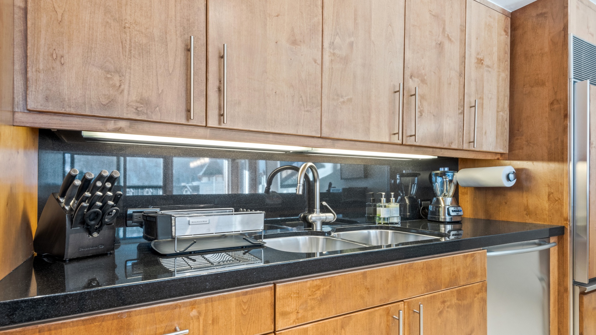Your fully equipped kitchen features modern appliances and ample counter space, making meal prep a breeze during your stay.
