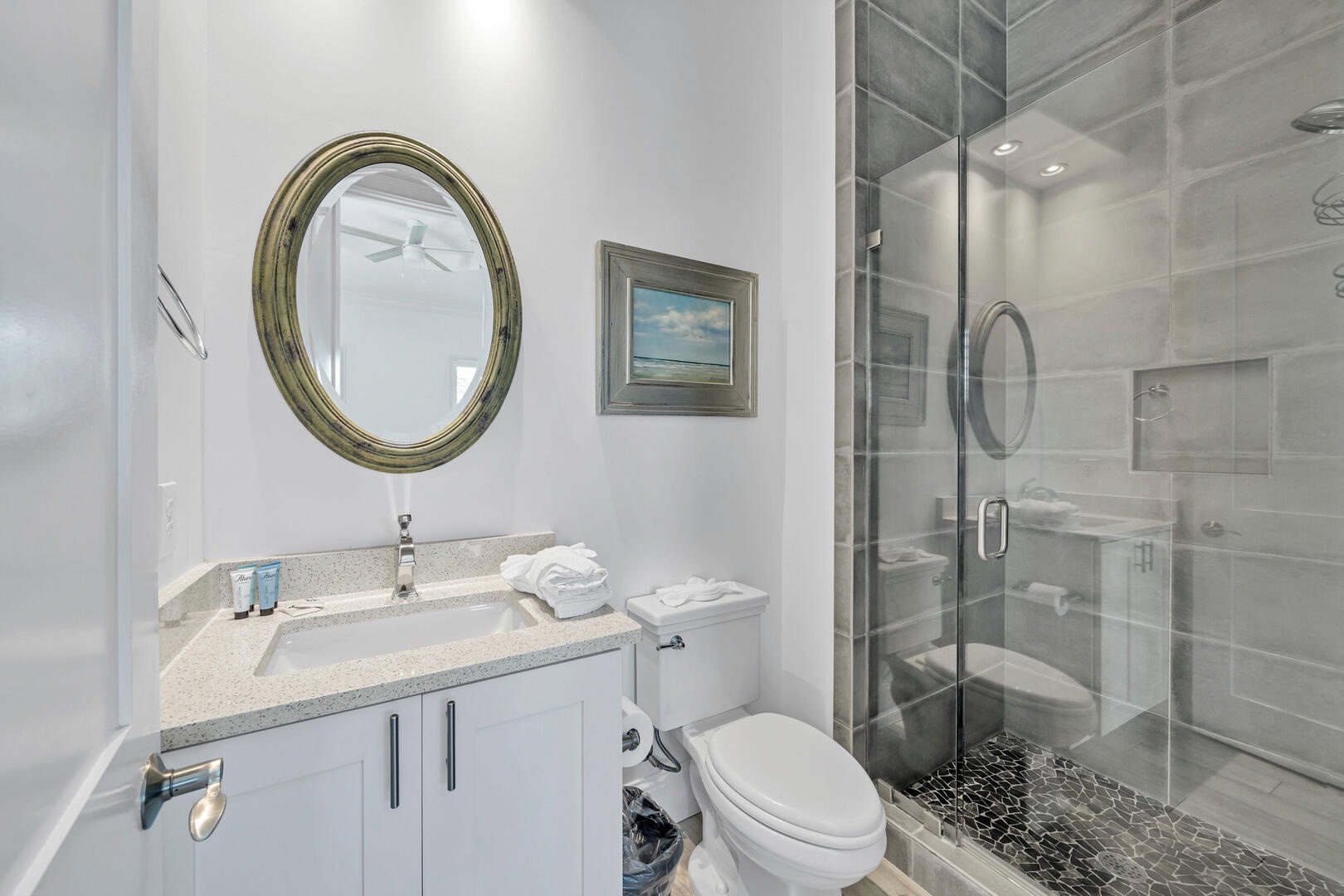 The 2nd floor king suite includes a private bathroom with walk-in shower!