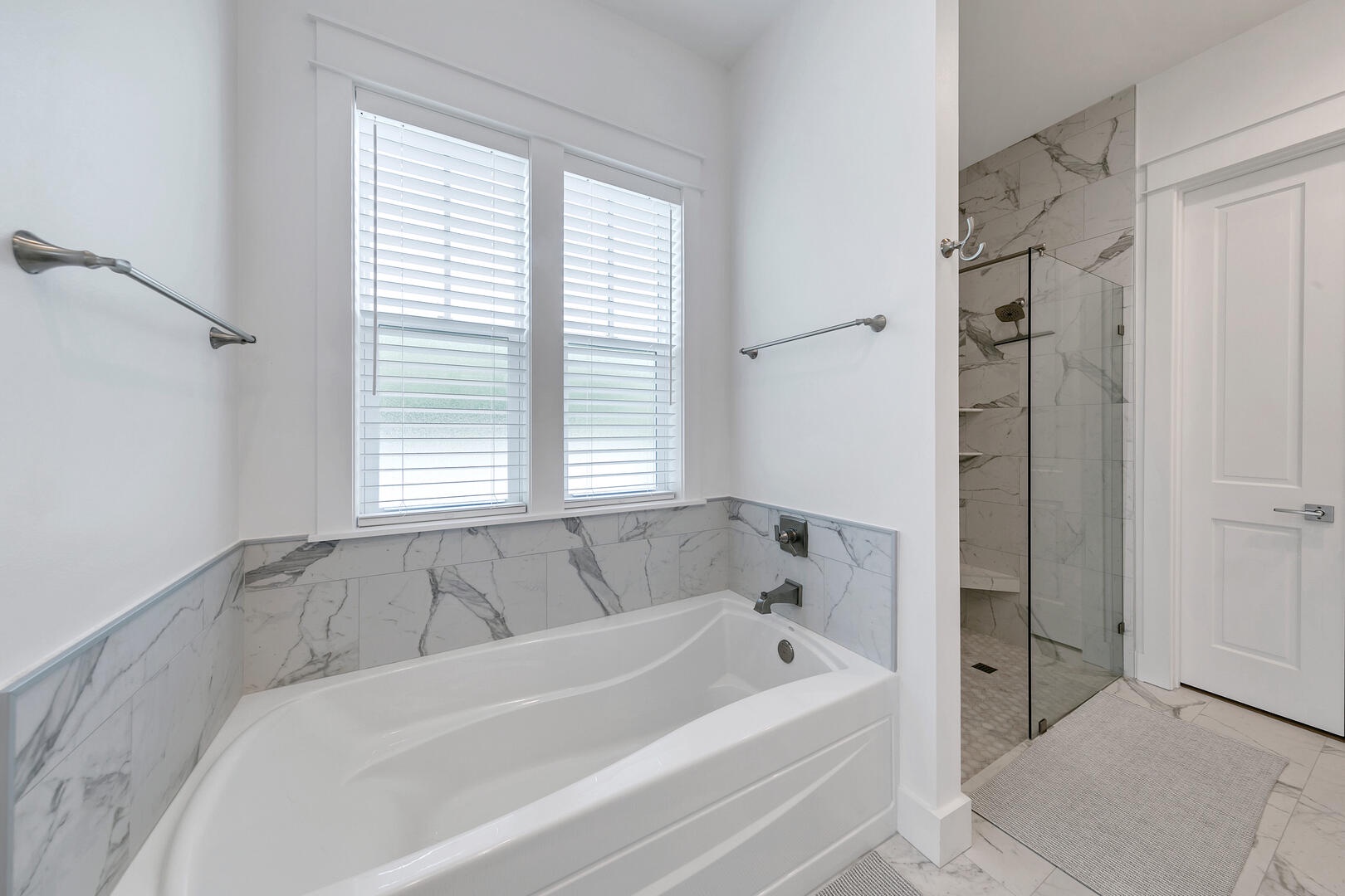 The master bath with walk-in shower, and soaking tub!