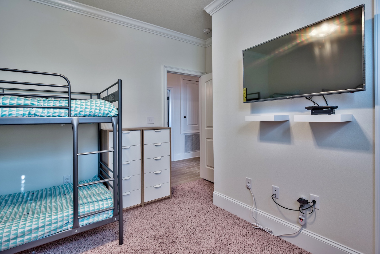 The bunk room offers 4 twin beds and one trundle twin!