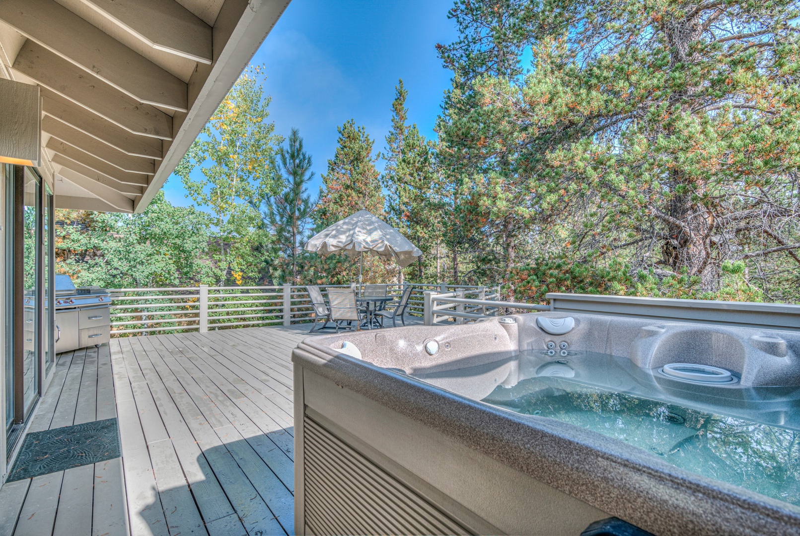 Exterior back deck with Private Hot tub