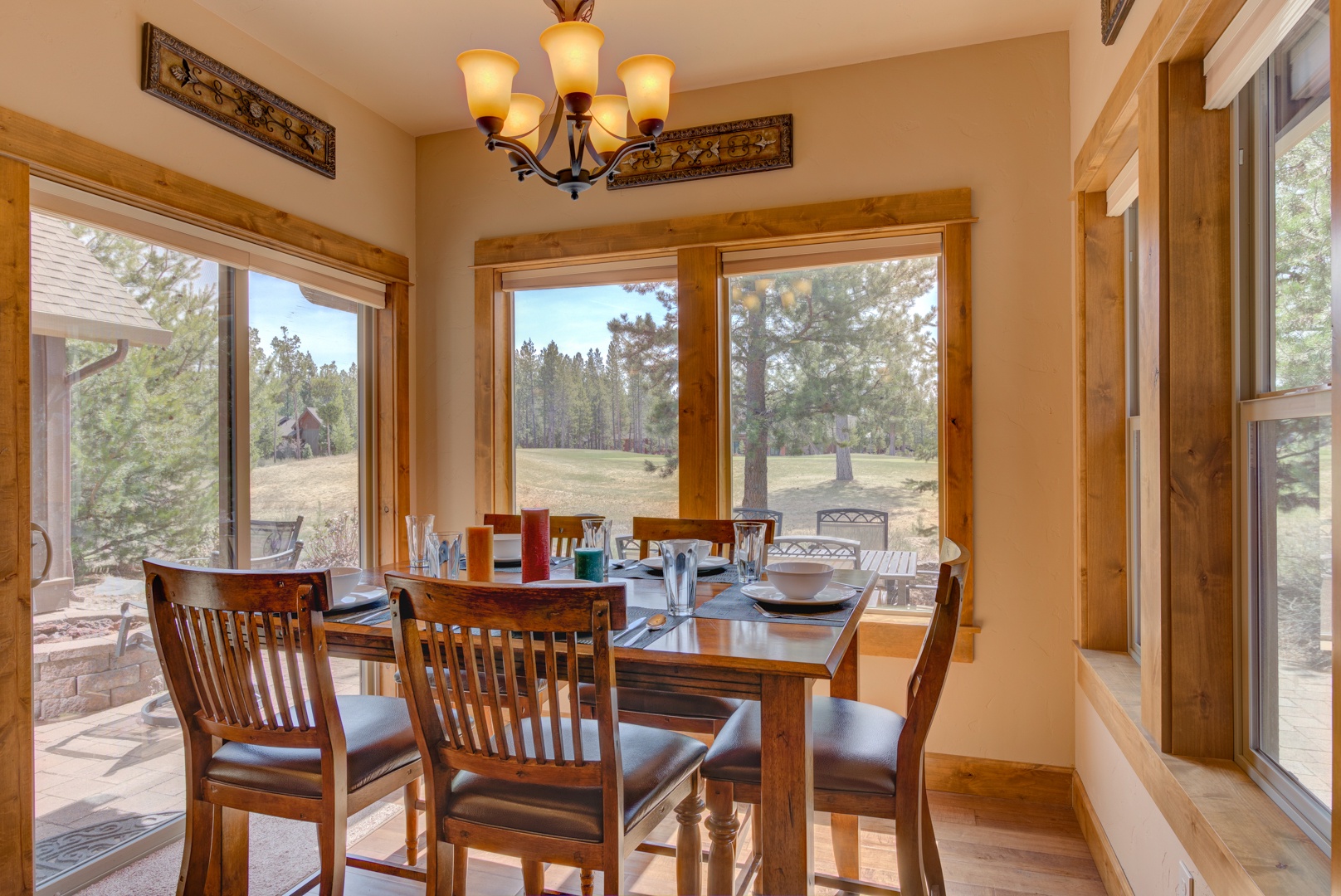Dining area with golf course views