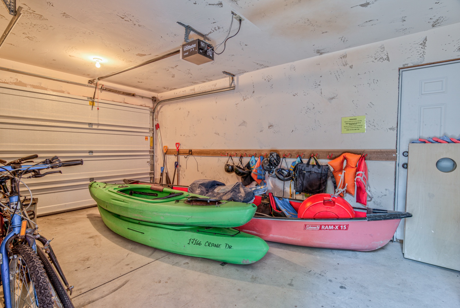 Garage w/kayaks and canoe