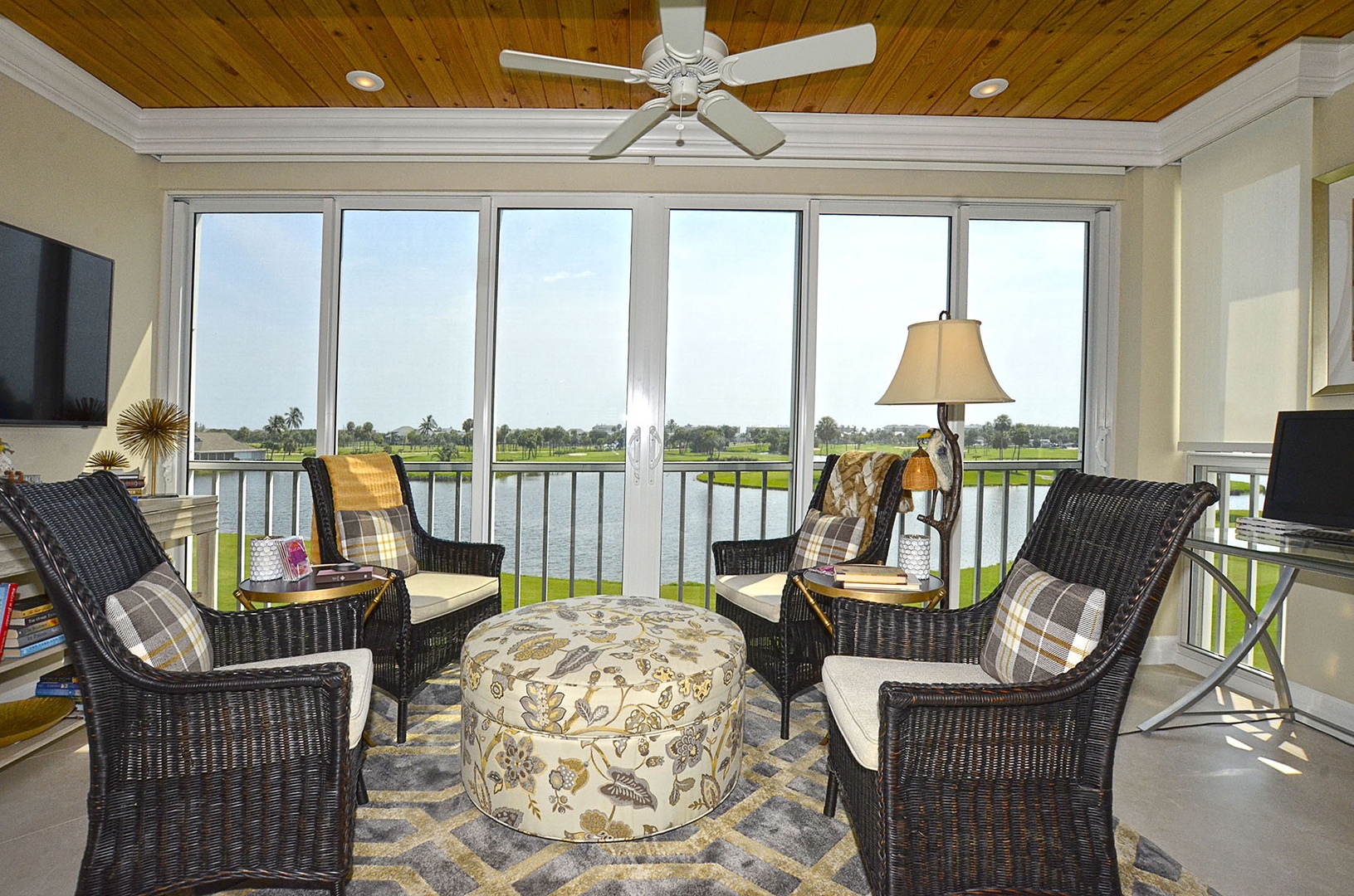 Enclosed Glass Balcony with golf course view