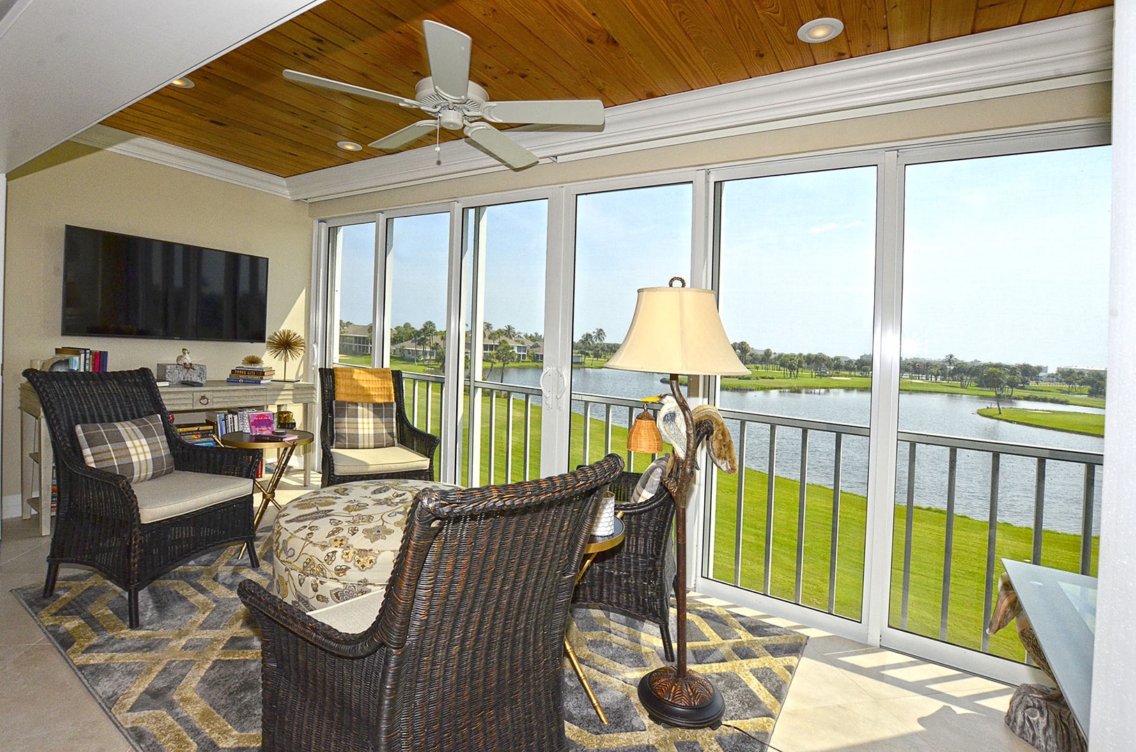 Enclosed Glass Balcony with golf course view