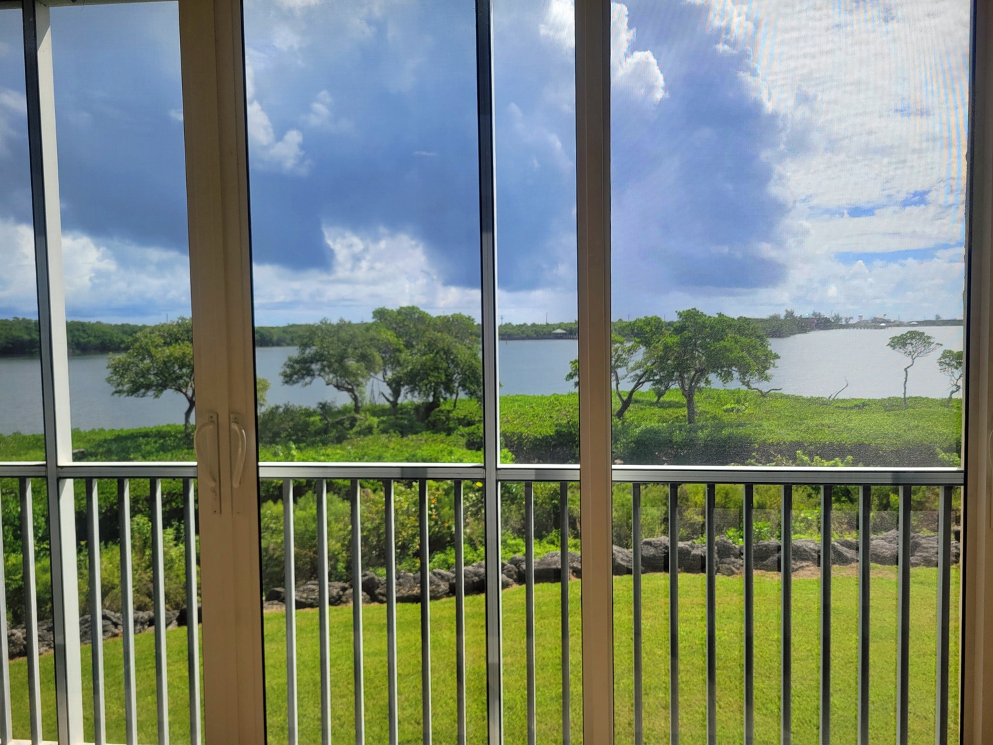Balcony view overlooking riverfront