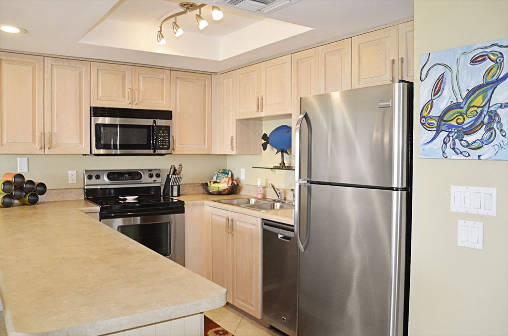 Kitchen with stainless steel appliances