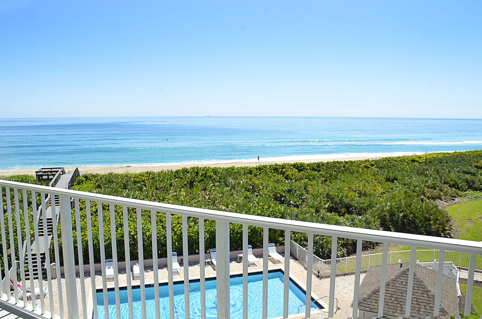 Balcony View overlooking community swimming pool